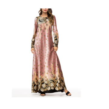 High quality Muslim long skirt long sleeve fashion boutique print dress